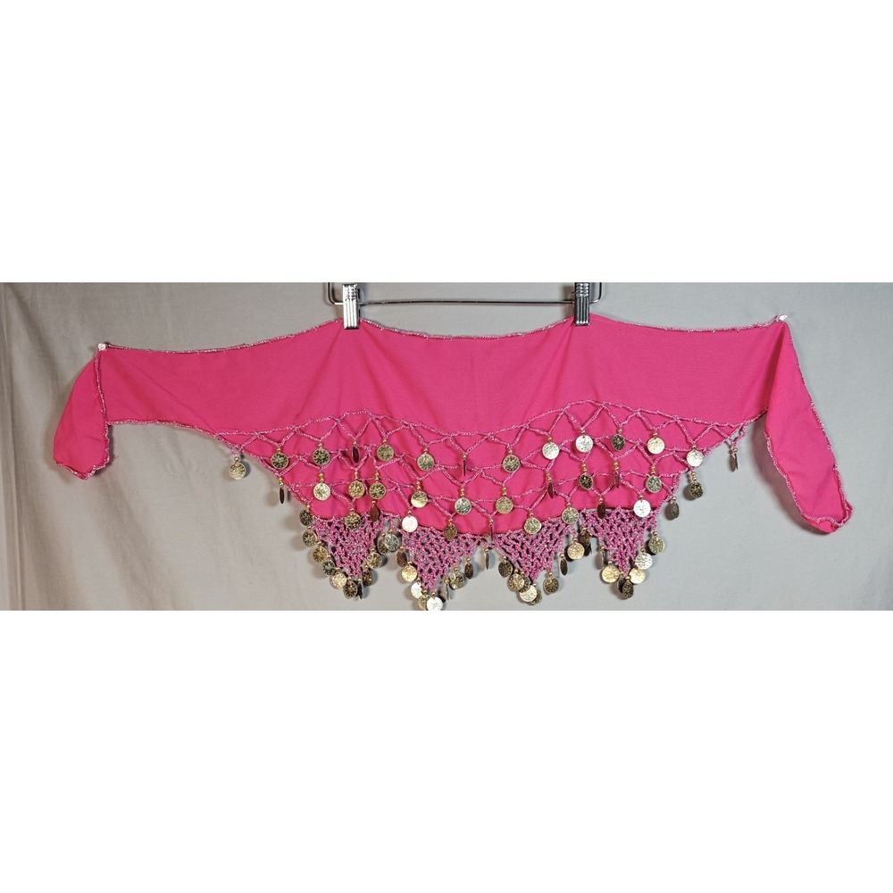 Belly Dance Hip Scarf Wrap Belt Pink With Gold Coins Dancing  costume‎